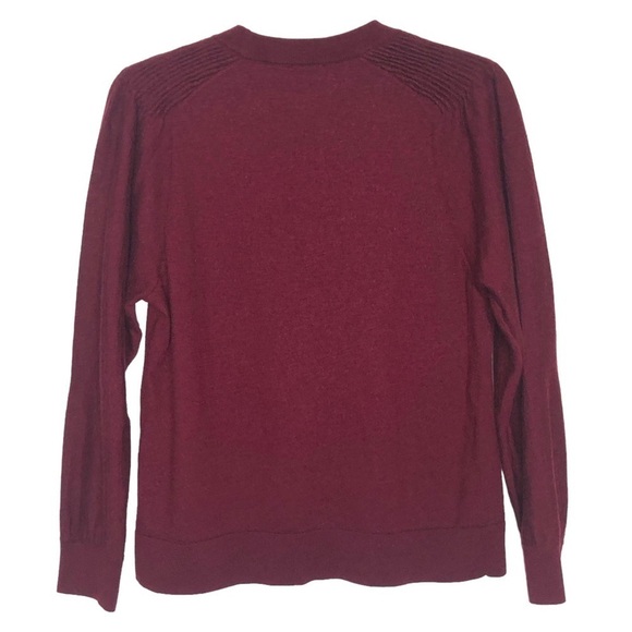 Talbots - KH2358 Pure Merino Wool Burgundy Crew Neck Sweater - Size Large - Picture 2 of 4